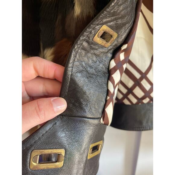 Vintage 1970's patchwork mink fur and leather cropped bomber coat - Picture 4 of 11